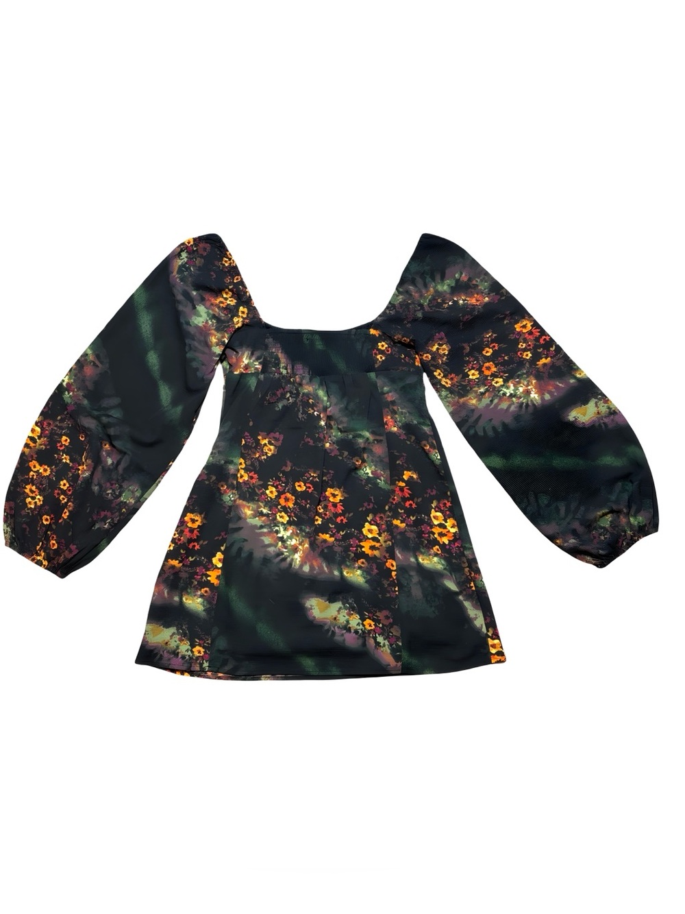 Urban Outfitters Dark Floral Puff Sleeve Mini Dress Cottagecore Fairy Grunge